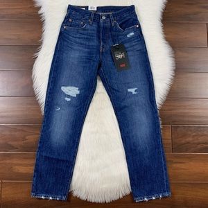 Levi's Women’s Size 24 x 26 Market‎ Grammar 501 Straight Leg Crop Jeans Distress